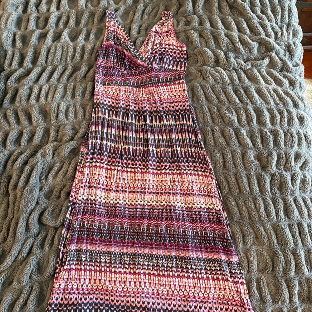 Loveappella Pink and Purple Patterned Maxi Dress